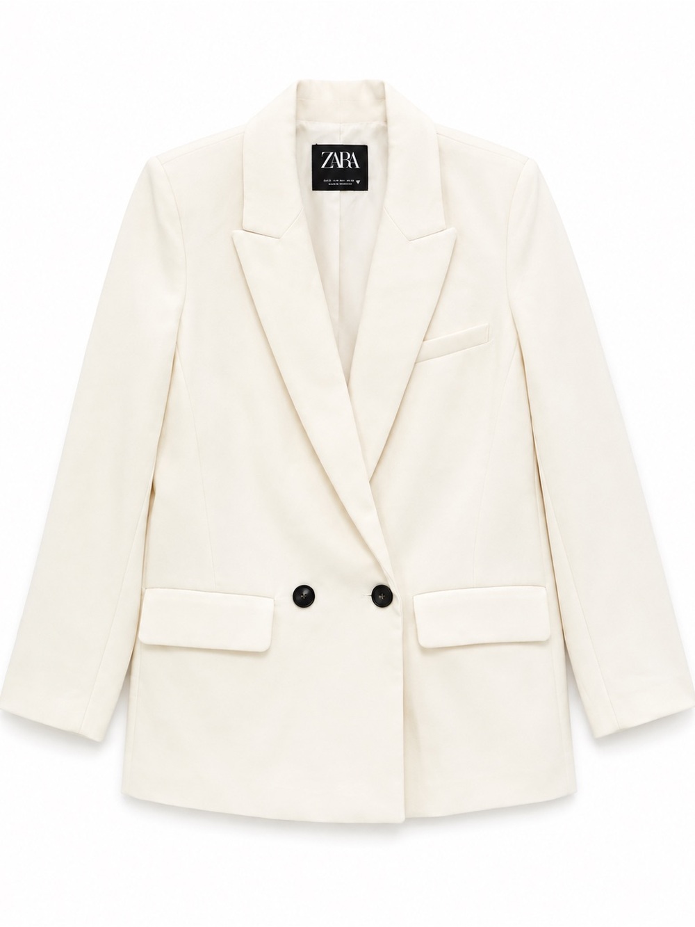 Zara Off-White Double-Breasted Oversized Blazer